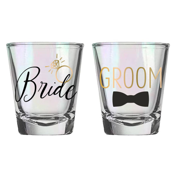 Wedding Shot Glass Set 2oz | Bride/Groom Shot Glass Set