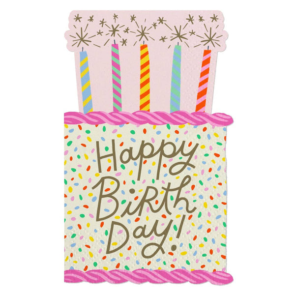 Birthday Cocktail Napkins | Happy Birth Day - Die Cut - 16ct