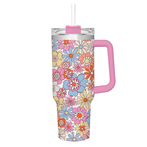 Tumbler | Multi Floral 40oz - Insulated Tumbler w/Lid&Straw