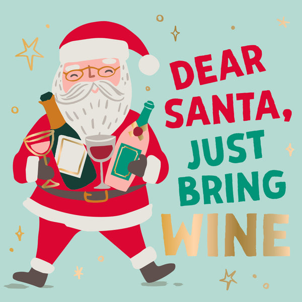 Funny Christmas Cocktail Napkins | Bring Wine - Foil - 20ct