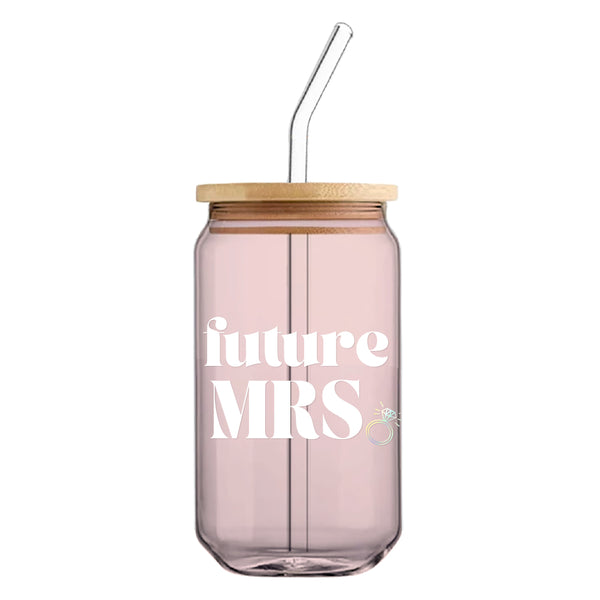 Can Glass w/Lid & Straw 16oz | Future Mrs.