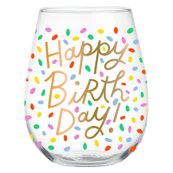 Stemless Wine Glass 22oz | Happy Birth Day