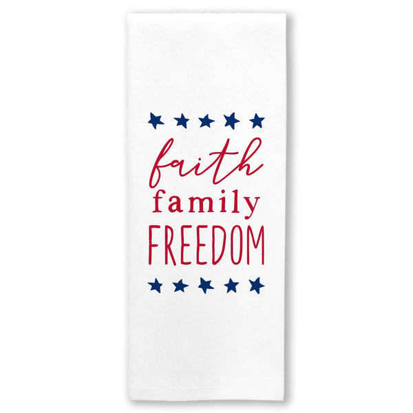 4th Of July Tea Towel | Faith Family Freedom