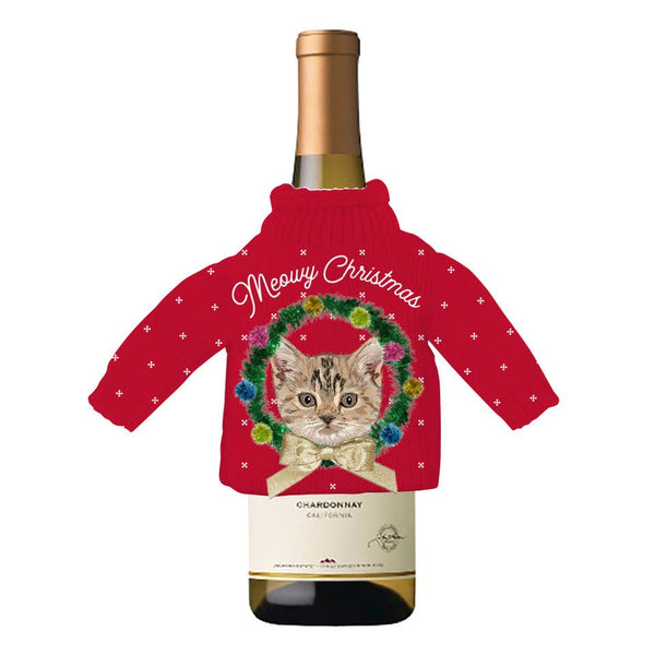 Holiday Wine Bottle Sweater | Meowy Christmas