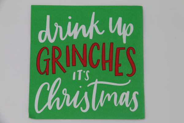 3 ply Cocktail Napkins 20 Count | Drink Up Grinches It's Christmas
