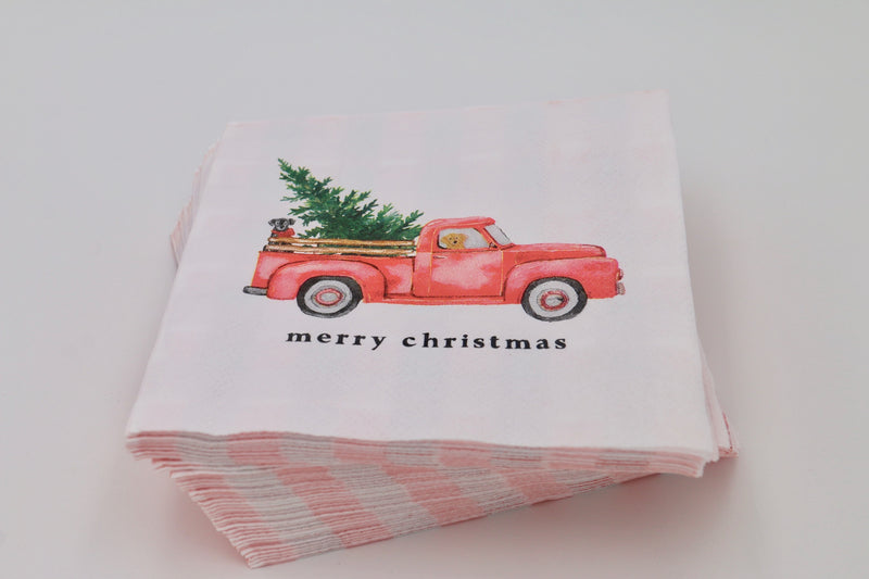 3 ply Cocktail Napkins 20 Count | Merry Christmas Truck