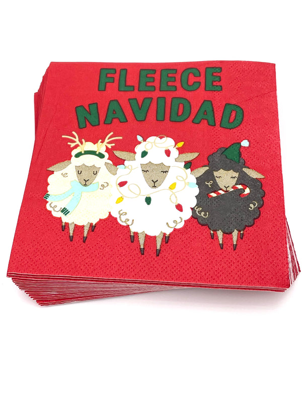 3 ply Cocktail Napkins 20 Count | Fleece Navidad