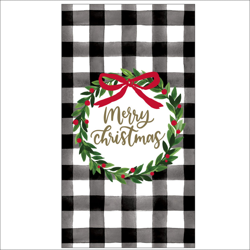 3 ply Guest Towel 16 Count | Check Wreath Merry Christmas