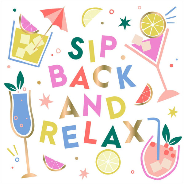 Cocktail Napkins | Sip Back and Relax - Foil  - 20ct