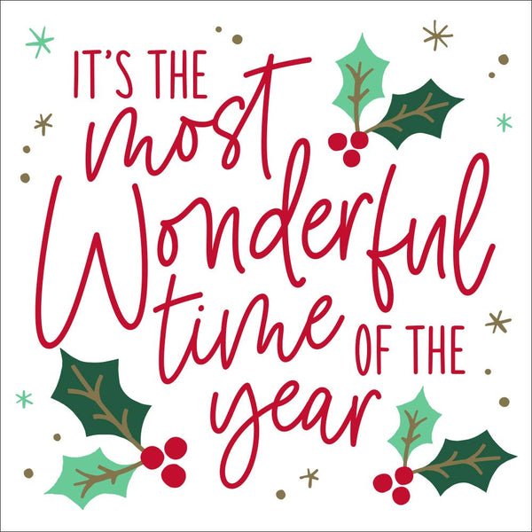 Holiday Cocktail Napkins | Wonderful Time Of The Year - 20ct
